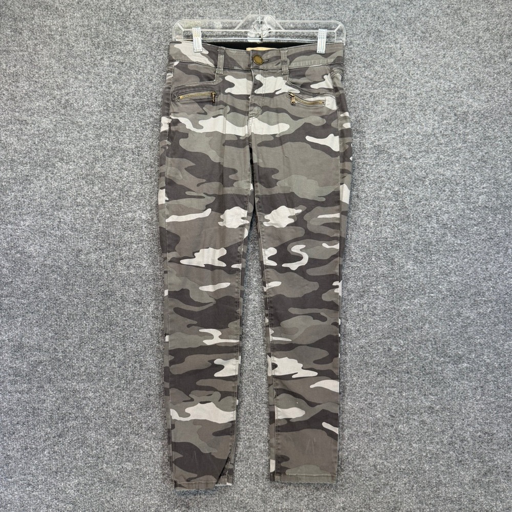 Democracy Pants Women 2 Gray Camouflage Ab Technology Stretch Skinny Trousers